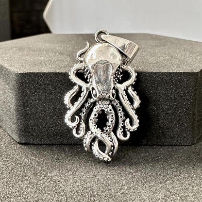 Handcrafted 925 Sterling Silver Octopus Pendant Kraken Sea Monster Pendant/Necklace Silver Jewelry Fashion Animal Accessories Gift by VINTZ