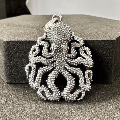 Handcrafted 925 Sterling Silver Octopus Pendant Kraken Sea Monster Pendant/Necklace Silver Jewelry Fashion Animal Accessories Gift by VINTZ