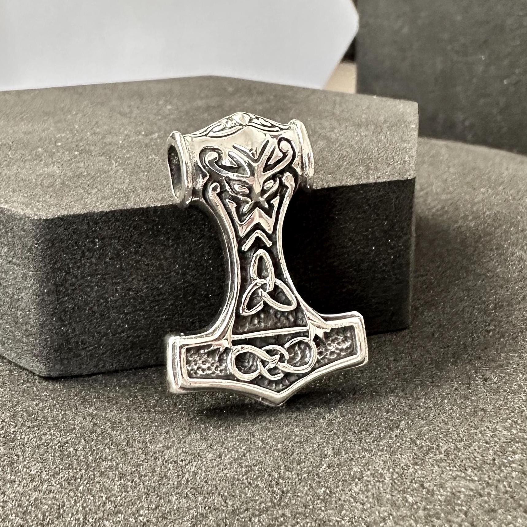 Handcrafted 925 Sterling Silver Thor's Hammer Pendant Viking Odinson Mjolnir Celtic Pendant/Necklace Silver Jewelry Accessory Gift by VINTZ