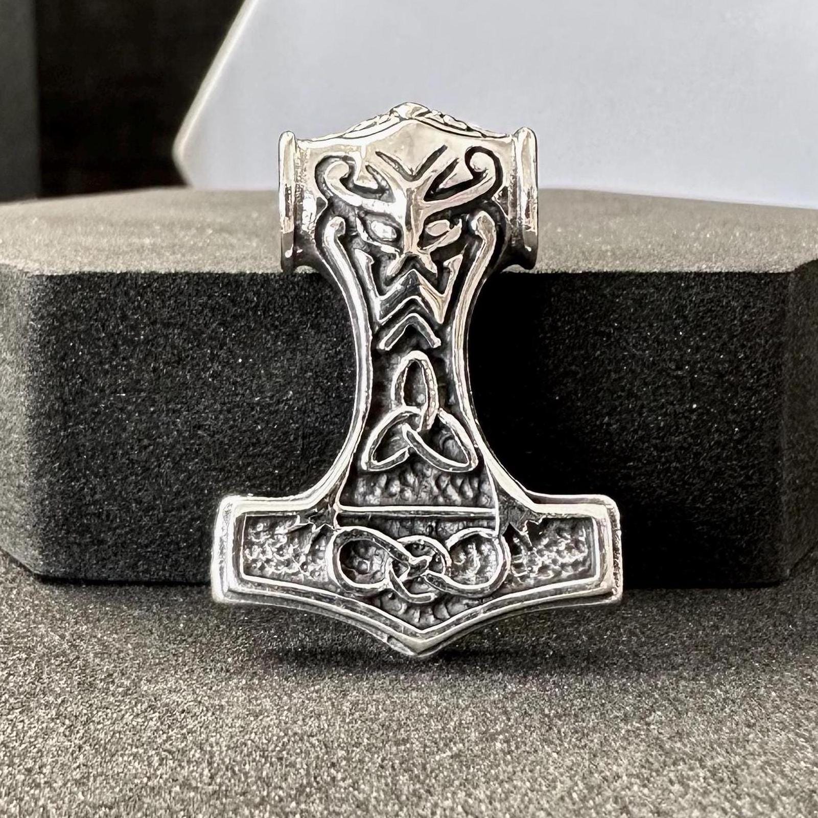 Handcrafted 925 Sterling Silver Thor's Hammer Pendant Viking Odinson Mjolnir Celtic Pendant/Necklace Silver Jewelry Accessory Gift by VINTZ