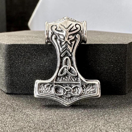 Handcrafted 925 Sterling Silver Thor's Hammer Pendant Viking Odinson Mjolnir Celtic Pendant/Necklace Silver Jewelry Accessory Gift by VINTZ