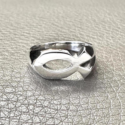Handcrafted 925 Sterling Silver Jesus Fish Ring Ichthys Christian Christ Symbol Son of God Ring Silver Jewelry Accessories Gift by VINTZ