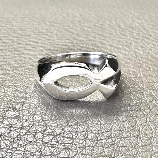 Handcrafted 925 Sterling Silver Jesus Fish Ring Ichthys Christian Christ Symbol Son of God Ring Silver Jewelry Accessories Gift by VINTZ