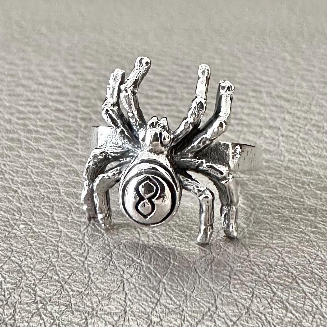 Handcrafted 925 Sterling Silver Spider Ring Black Widow Poisonous Spider Arachnids Ring Silver Jewelry Animal Accessories Gift by VINTZ