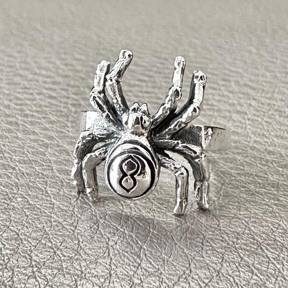 Handcrafted 925 Sterling Silver Spider Ring Black Widow Poisonous Spider Arachnids Ring Silver Jewelry Animal Accessories Gift by VINTZ