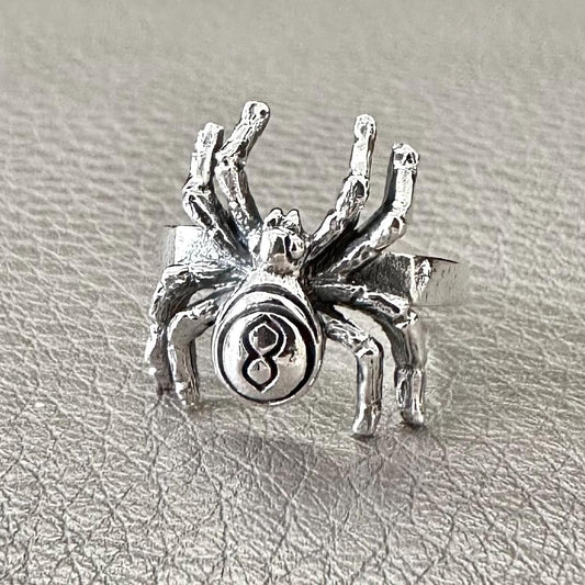 Handcrafted 925 Sterling Silver Spider Ring Black Widow Poisonous Spider Arachnids Ring Silver Jewelry Animal Accessories Gift by VINTZ