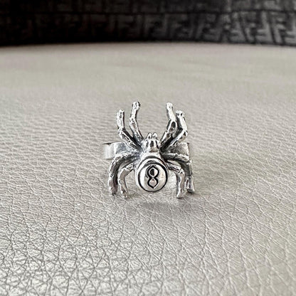 Handcrafted 925 Sterling Silver Spider Ring Black Widow Poisonous Spider Arachnids Ring Silver Jewelry Animal Accessories Gift by VINTZ