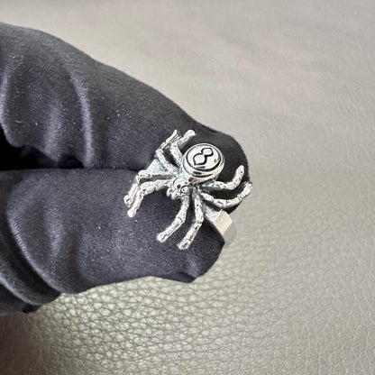 Handcrafted 925 Sterling Silver Spider Ring Black Widow Poisonous Spider Arachnids Ring Silver Jewelry Animal Accessories Gift by VINTZ