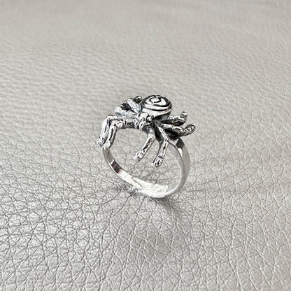 Handcrafted 925 Sterling Silver Spider Ring Black Widow Poisonous Spider Arachnids Ring Silver Jewelry Animal Accessories Gift by VINTZ