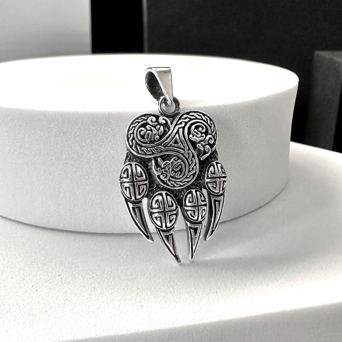 Handcrafted 925 Sterling Silver Bear Paw Pendant Viking Berserker Impress of Veles Bear Fist Pendant/Necklace Silver Jewelry Gift by VINTZ