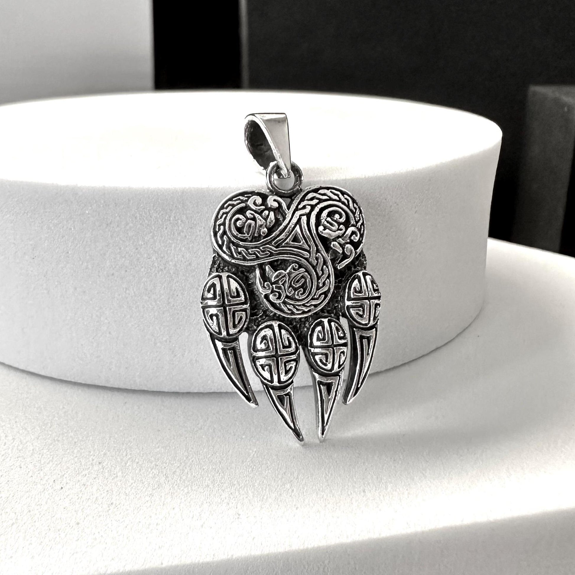 Handcrafted 925 Sterling Silver Bear Paw Pendant Viking Berserker Impress of Veles Bear Fist Pendant/Necklace Silver Jewelry Gift by VINTZ