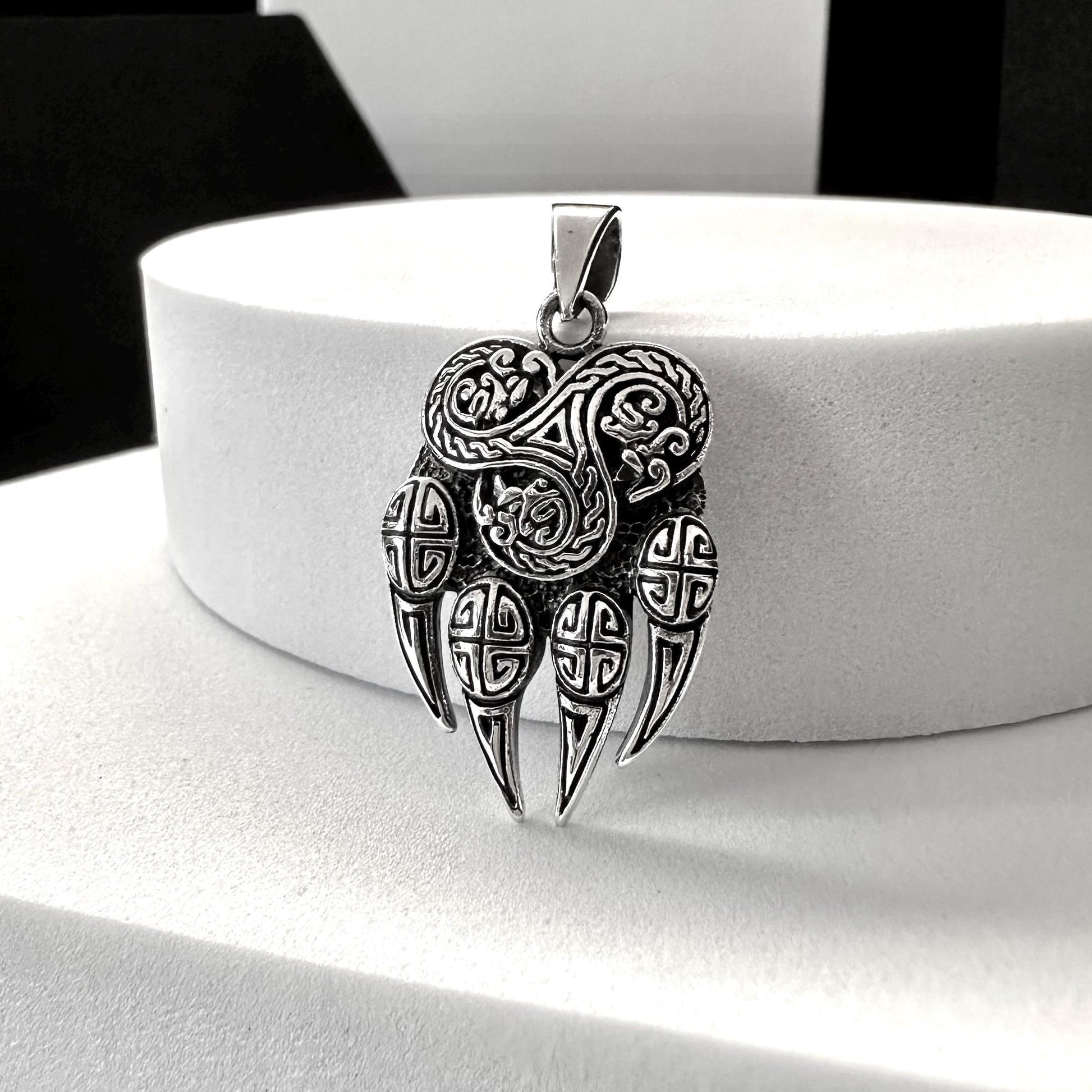 Handcrafted 925 Sterling Silver Bear Paw Pendant Viking Berserker Impress of Veles Bear Fist Pendant/Necklace Silver Jewelry Gift by VINTZ