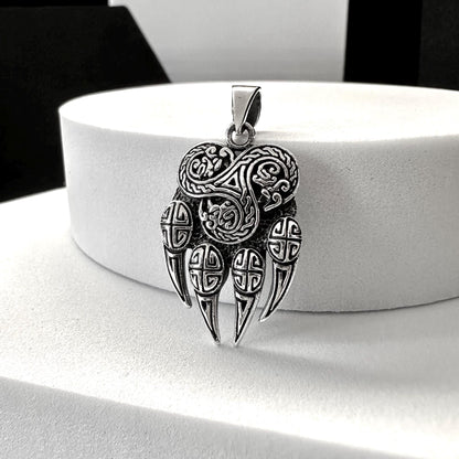 Handcrafted 925 Sterling Silver Bear Paw Pendant Viking Berserker Impress of Veles Bear Fist Pendant/Necklace Silver Jewelry Gift by VINTZ