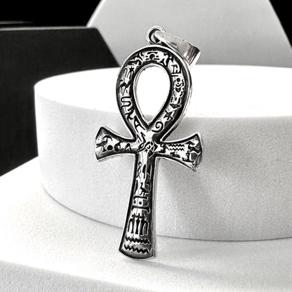 Handcrafted 925 Sterling Silver Ankh Pendant Egyptian Cross Ankh Key of Life Amulet Pendant/Necklace Silver Accessories Gift by VINTZ