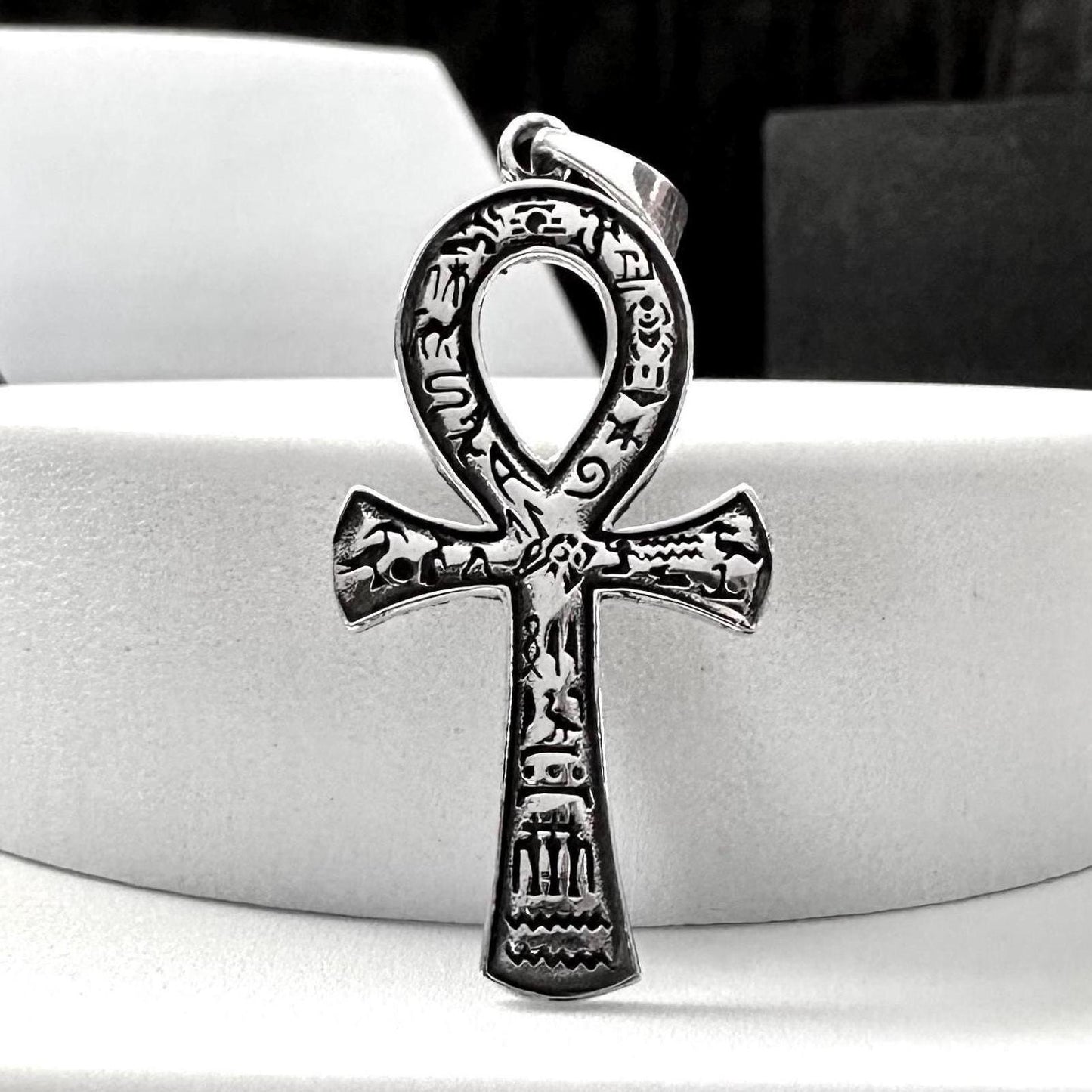Handcrafted 925 Sterling Silver Ankh Pendant Egyptian Cross Ankh Key of Life Amulet Pendant/Necklace Silver Accessories Gift by VINTZ