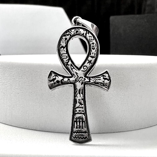 Handcrafted 925 Sterling Silver Ankh Pendant Egyptian Cross Ankh Key of Life Amulet Pendant/Necklace Silver Accessories Gift by VINTZ