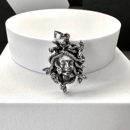 Handcrafted 925 Sterling Silver Medusa Pendant Greek Gods Mythology Medusa Snake Head Women Pendant/Necklace Silver Accessory Gift by VINTZ