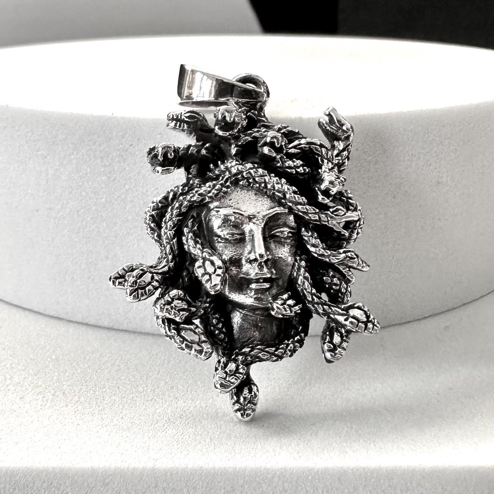 Handcrafted 925 Sterling Silver Medusa Pendant Greek Gods Mythology Medusa Snake Head Women Pendant/Necklace Silver Accessory Gift by VINTZ