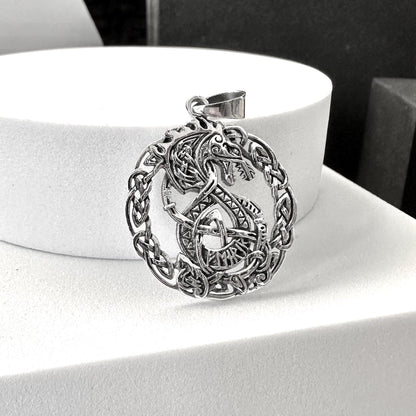 Handcrafted 925 Sterling Silver Dragon Pendant Mythical Monster Viking Celtic Dragon Pendant/Necklace Silver Jewelry Accessory Gift by VINTZ