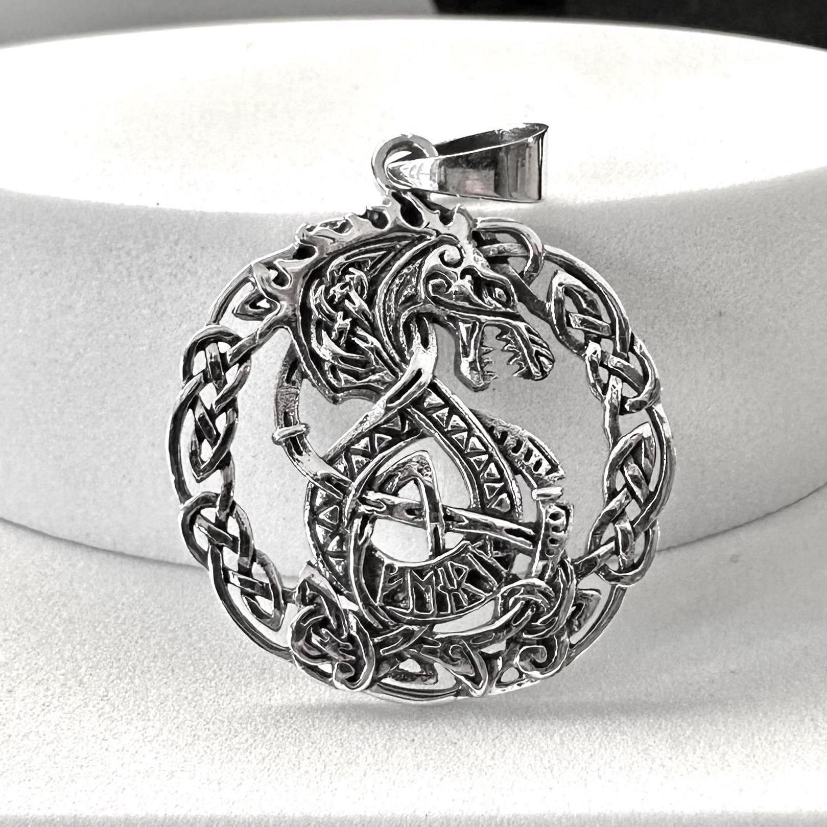 Handcrafted 925 Sterling Silver Dragon Pendant Mythical Monster Viking Celtic Dragon Pendant/Necklace Silver Jewelry Accessory Gift by VINTZ