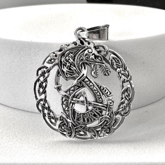 Handcrafted 925 Sterling Silver Dragon Pendant Mythical Monster Viking Celtic Dragon Pendant/Necklace Silver Jewelry Accessory Gift by VINTZ