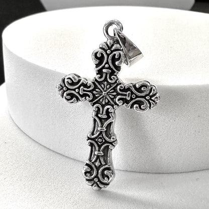 Handcrafted 925 Sterling Silver Cross Pendant Christian Jesus Christ Crucifix Pendant/Necklace Silver Jewelry Accessories Gift by VINTZ
