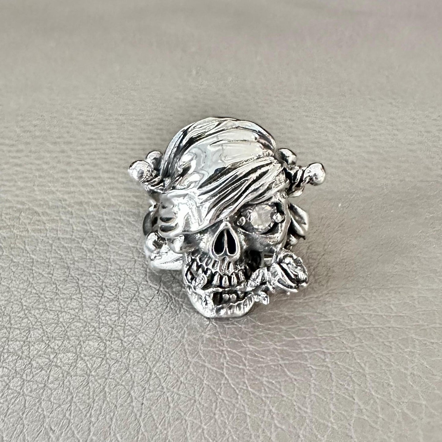 Punk Skull Gothic Biker Bones Skeleton Stone Ring