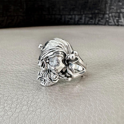 Punk Skull Gothic Biker Bones Skeleton Stone Ring
