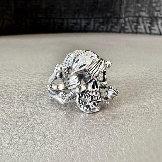 Punk Skull Gothic Biker Bones Skeleton Stone Ring