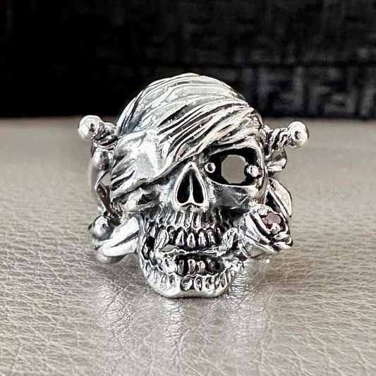 Pirate Skull Punk Gothic Biker Bones Stone Ring