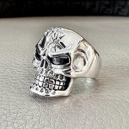Punk Skull Gothic Biker Bones Skeleton Stone Pirate Ring