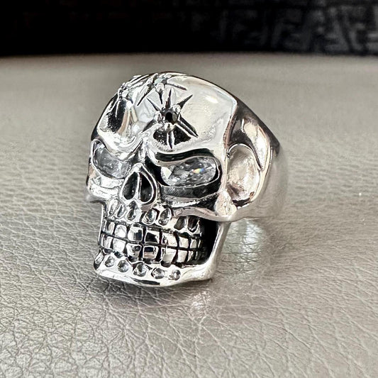Skull Punk Gothic Biker Bones Skeleton Stone Ring