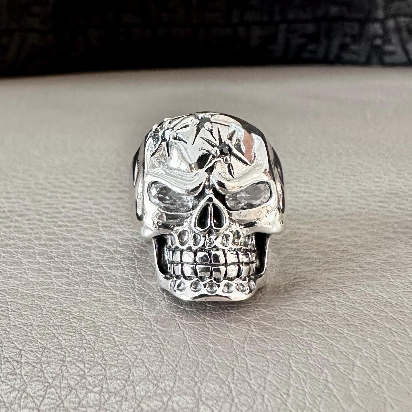 Skull Punk Gothic Biker Bones Skeleton Stone Ring