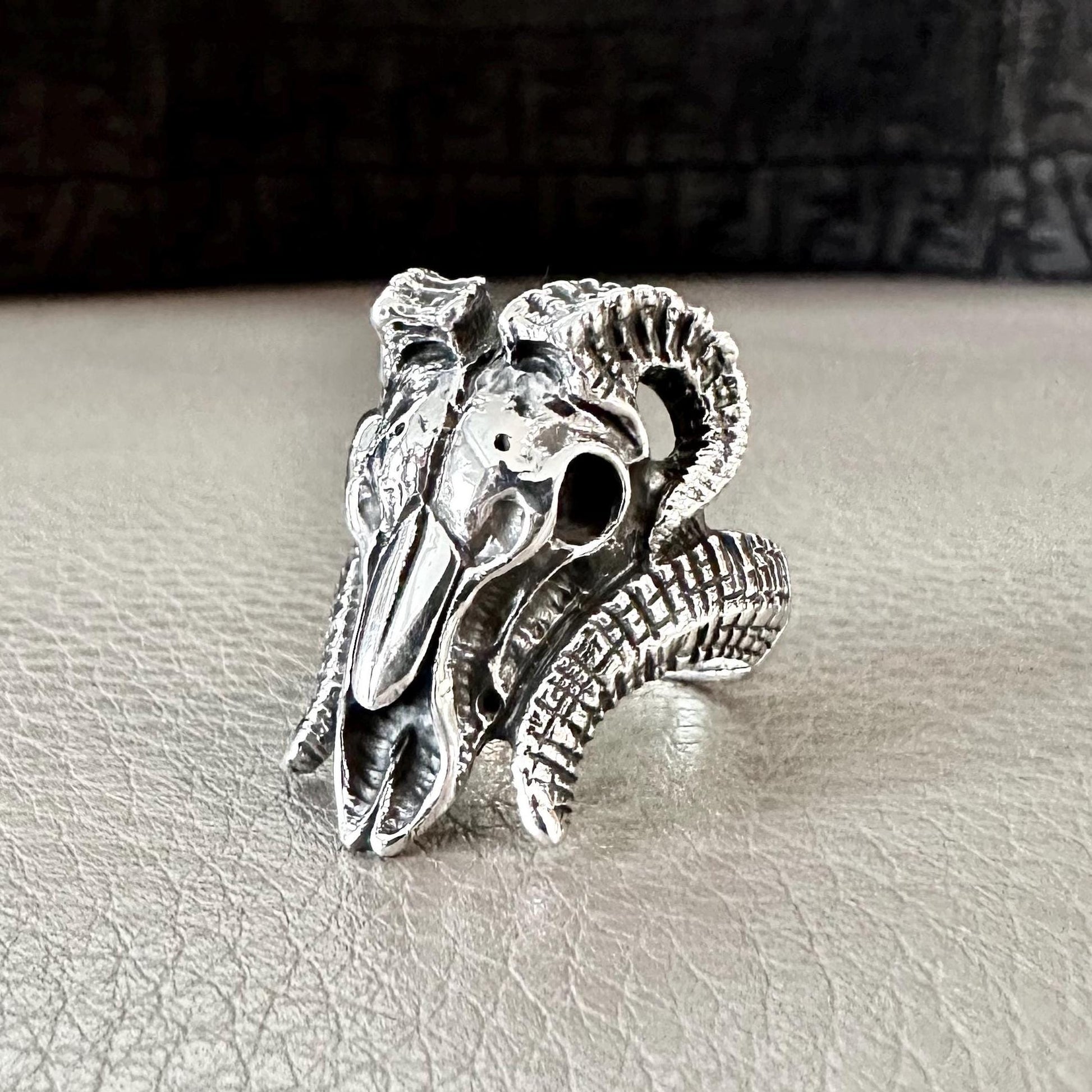 Handcrafted 925 Sterling Silver Bull Ring Gothic Bull Skull Heavy Animal Ring Silver Jewelry Accessories Gift by VINTZ