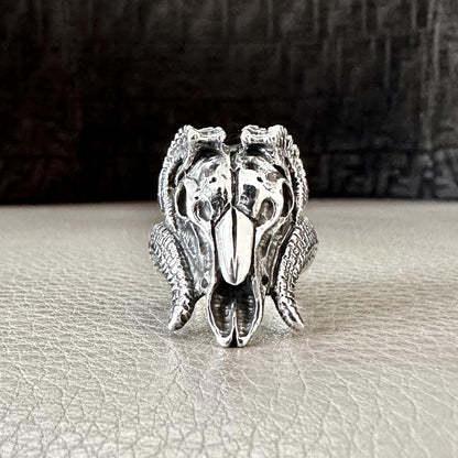 Handcrafted 925 Sterling Silver Bull Ring Gothic Bull Skull Heavy Animal Ring Silver Jewelry Accessories Gift by VINTZ