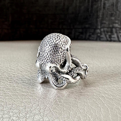 Handcrafted 925 Sterling Silver Octopus Ring Heavy Kraken Sea Monster Ring Silver Jewelry Animal Accessories Gift by VINTZ