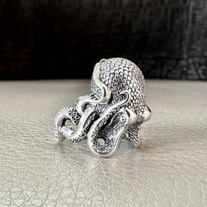 Handcrafted 925 Sterling Silver Octopus Ring Heavy Kraken Sea Monster Ring Silver Jewelry Animal Accessories Gift by VINTZ