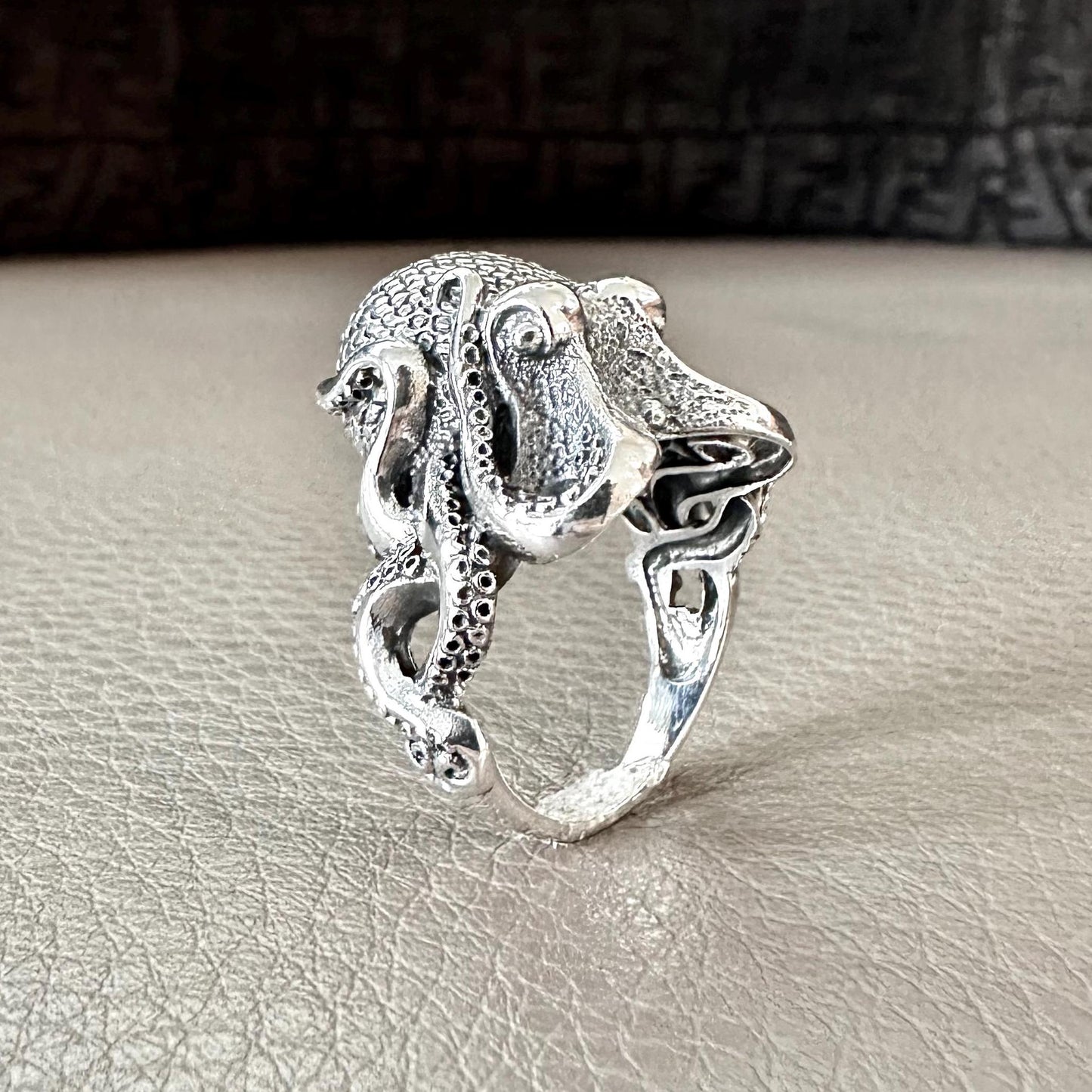 Handcrafted 925 Sterling Silver Octopus Ring Heavy Kraken Sea Monster Ring Silver Jewelry Animal Accessories Gift by VINTZ