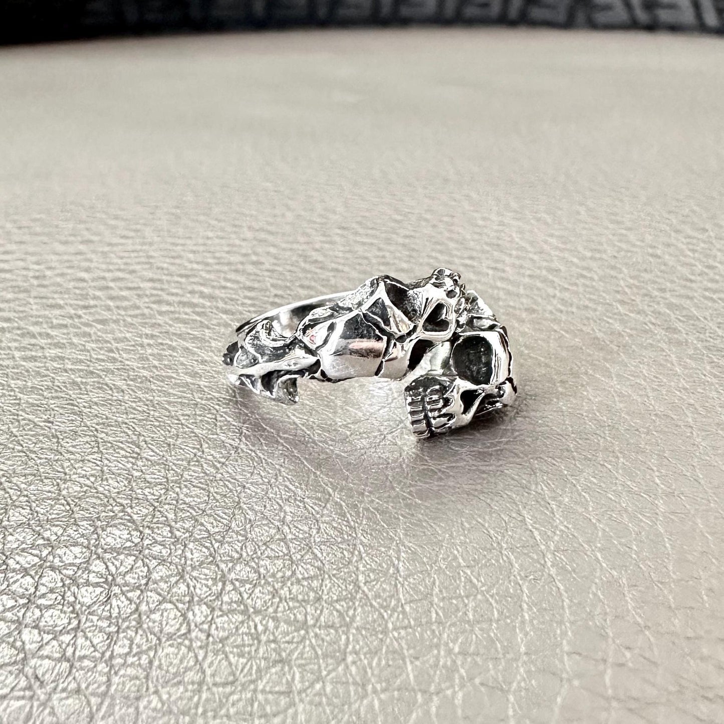 Handcrafted 925 Sterling Silver Skull Ring Gothic Pirate Punk Skull Biker Skeleton Ring Silver Jewelry Accessories Gift by VINTZ