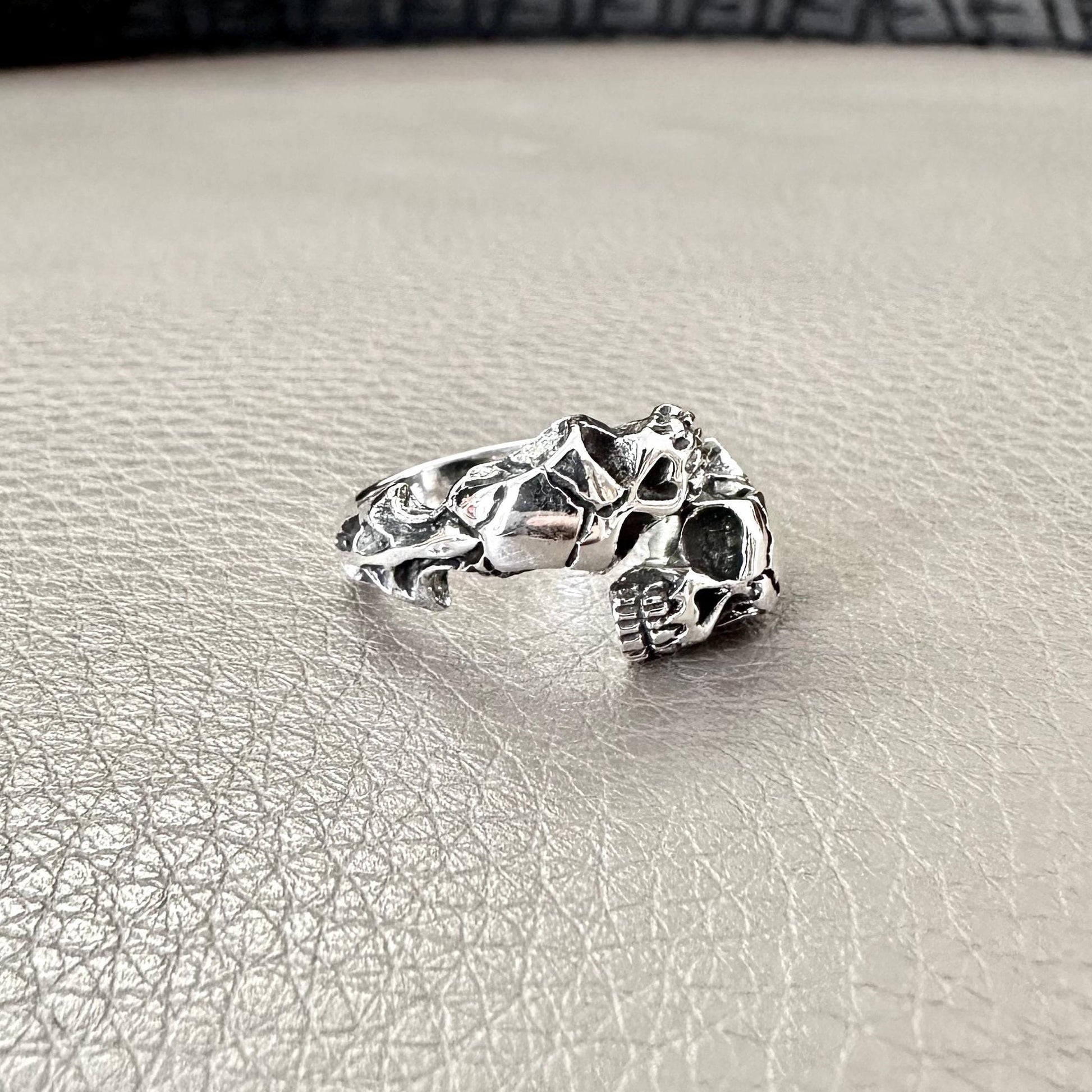 Handcrafted 925 Sterling Silver Skull Ring Gothic Pirate Punk Skull Biker Skeleton Ring Silver Jewelry Accessories Gift by VINTZ