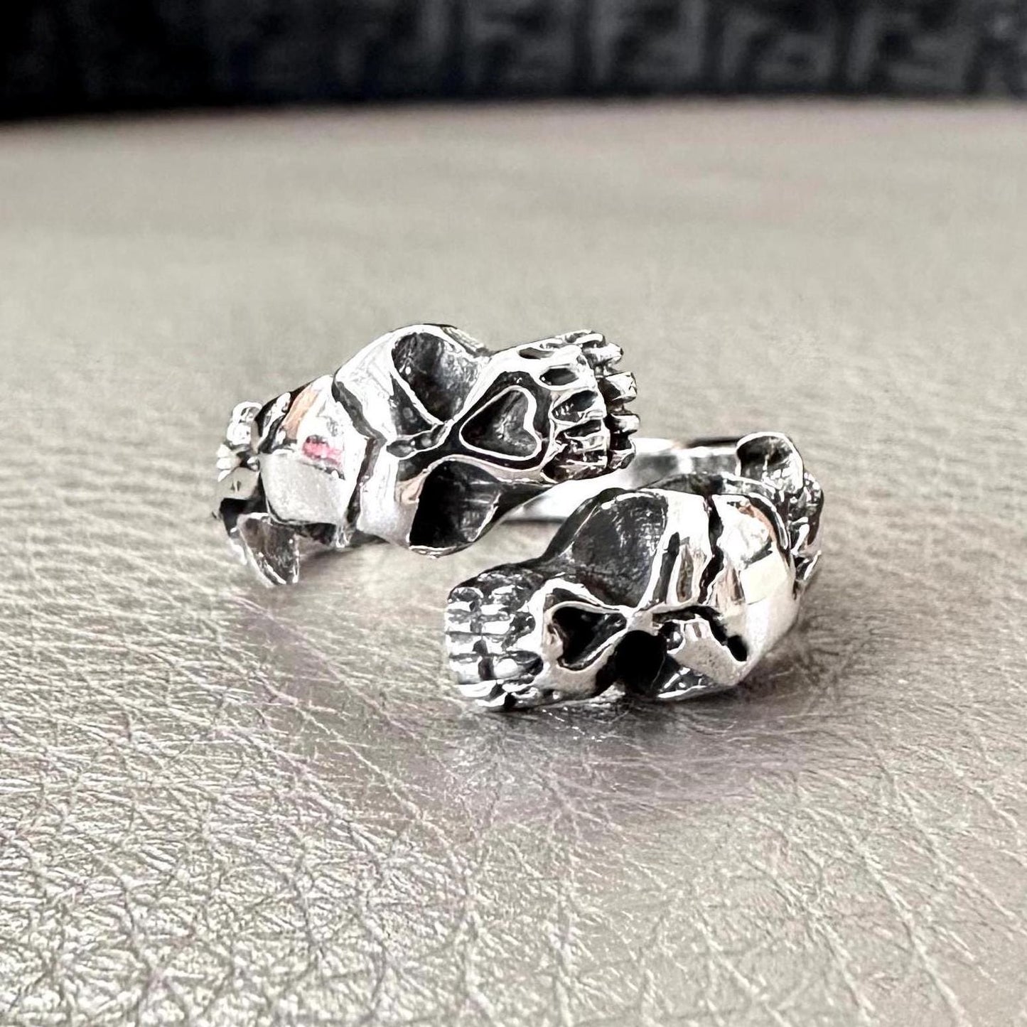 Handcrafted 925 Sterling Silver Skull Ring Gothic Pirate Punk Skull Biker Skeleton Ring Silver Jewelry Accessories Gift by VINTZ