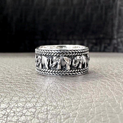 Handcrafted 925 Sterling Silver Elephant Ring Thailand National Animal Elephant Ring Silver Jewelry fashilAccessories Gift by VINTZ