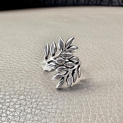 Handcrafted 925 Sterling Silver Olive Leaf Ring Silver Jewelry Fashion Accessories Gift by VINTZ