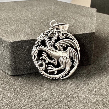 Handcrafted 925 Sterling Silver Dragon Pendant Mythical Creature House of Dragon Wyvern Hydra Pendant/Necklace Silver Jewelry Gift by VINTZ
