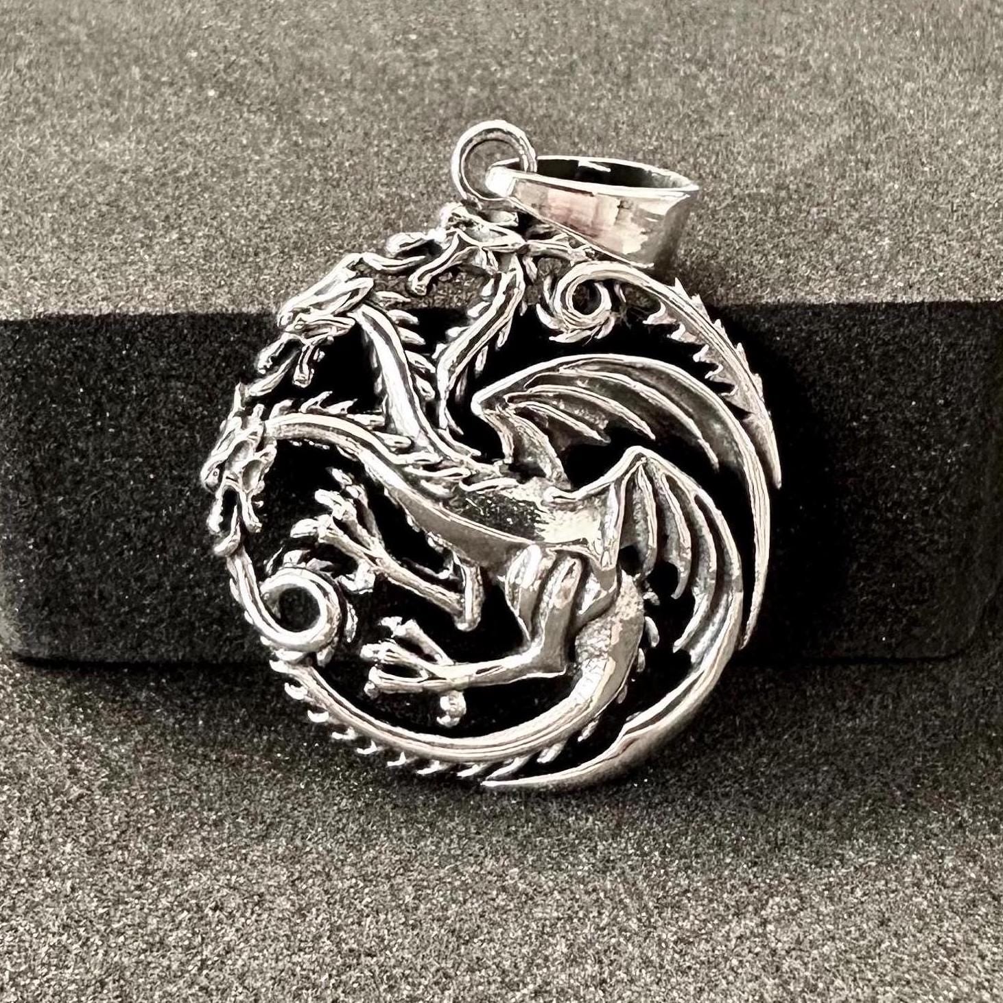 Handcrafted 925 Sterling Silver Dragon Pendant Mythical Creature House of Dragon Wyvern Hydra Pendant/Necklace Silver Jewelry Gift by VINTZ