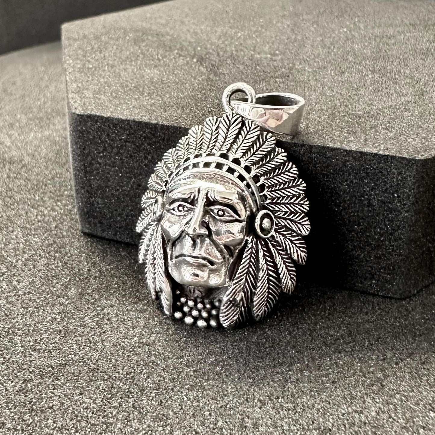 Handcrafted 925 Sterling Silver Indian Native American Pendant Tribe Chieftain Pendant/Necklace Silver Jewelry Accessories Gift by VINTZ