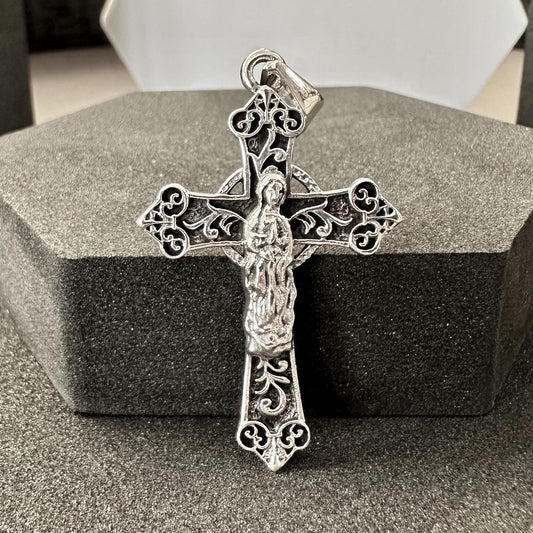 Handcrafted 925 Sterling Silver Cross Pendant Catholic Jesus Christ Crucifix Pendant/Necklace Silver Jewelry Accessories Gift by VINTZ