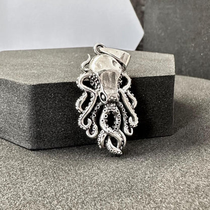 Handcrafted 925 Sterling Silver Octopus Pendant Kraken Sea Monster Pendant/Necklace Silver Jewelry Fashion Animal Accessories Gift by VINTZ