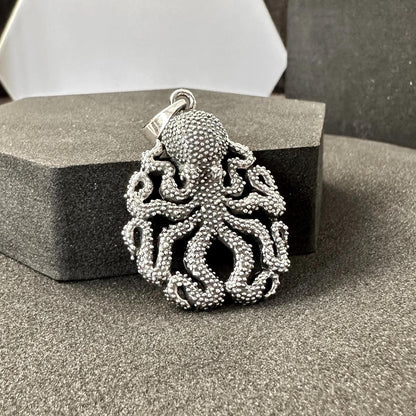 Handcrafted 925 Sterling Silver Octopus Pendant Kraken Sea Monster Pendant/Necklace Silver Jewelry Fashion Animal Accessories Gift by VINTZ