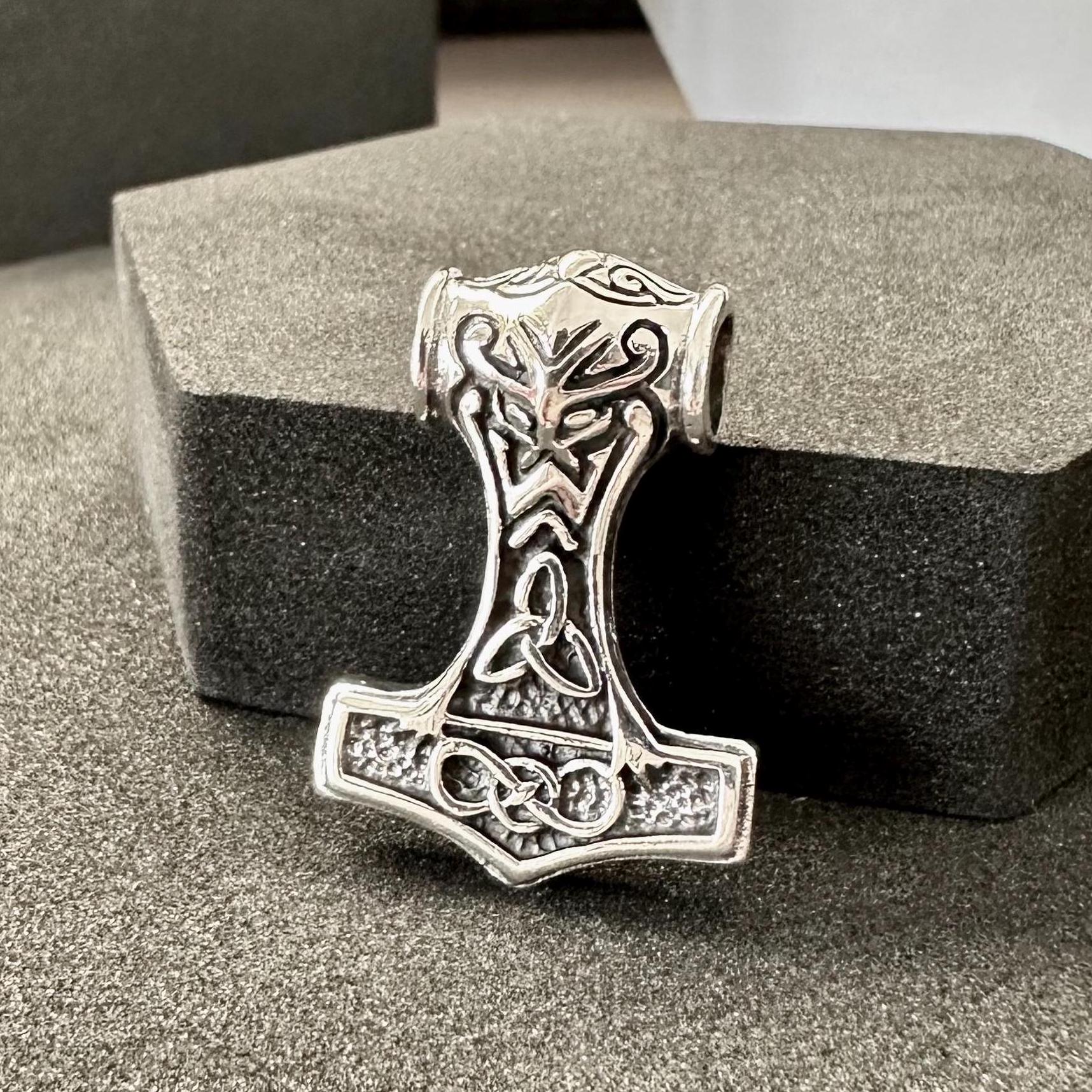 Handcrafted 925 Sterling Silver Thor's Hammer Pendant Viking Odinson Mjolnir Celtic Pendant/Necklace Silver Jewelry Accessory Gift by VINTZ